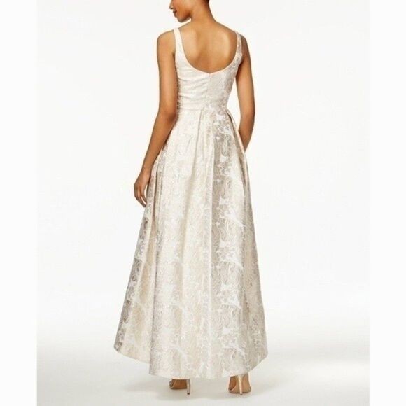 New! BETSY & ADAM Embellished-Waist Brocade High-Low Party Dress Gown Size 4 - Picture 2 of 7